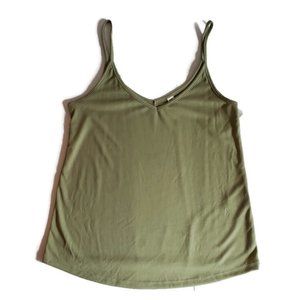 BP Double V Neck Cami Tank Top Pea Green XXS New